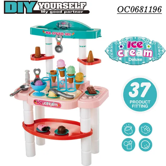Educational Miniature Children's Plastic Kitchen Plastic Pretend Play Ice Cream Toy for Kids