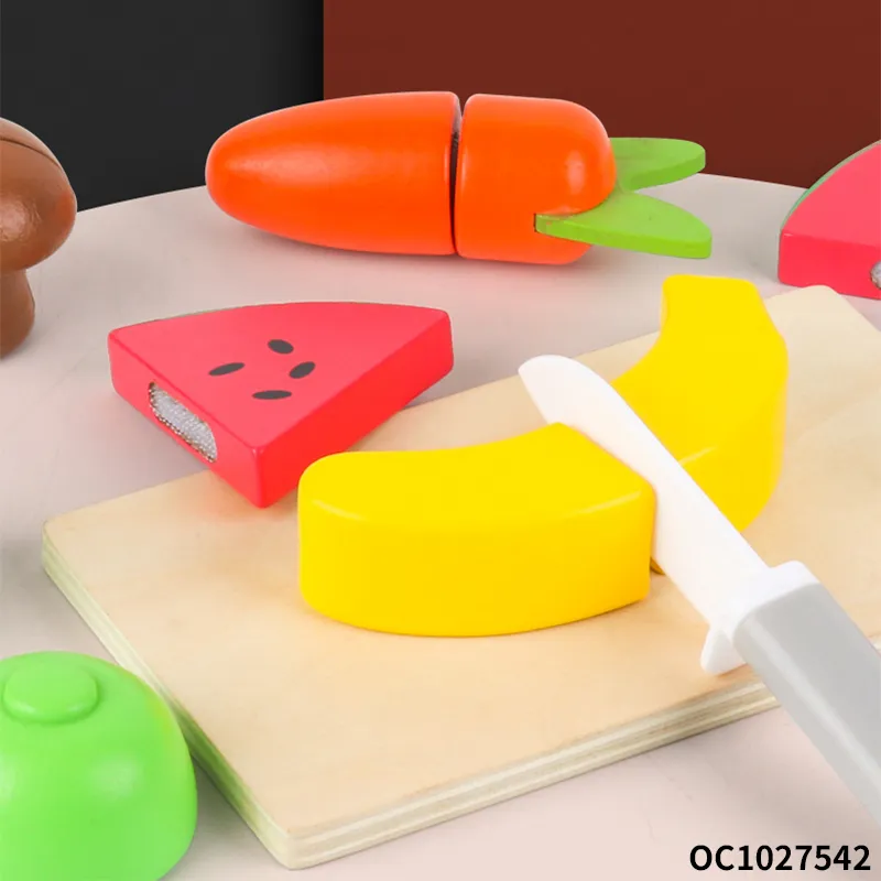 Wholesale Baby Gifts Learning Wooden Educational Toddler Kitchen Fruit Vegetable Cutting Toy Kitchen