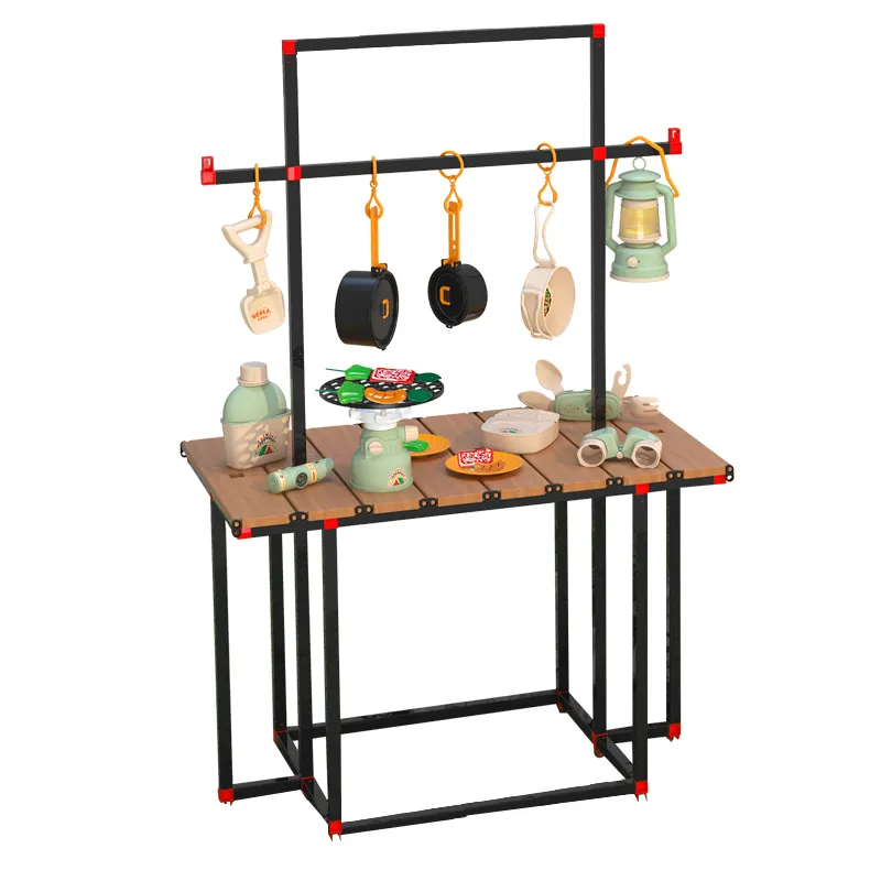 Wholesale Pretend Play Outdoor Explore Set Camping Kids Children's Plastic Kitchen Simulation Vegetable Fruit Food Cooking Toy