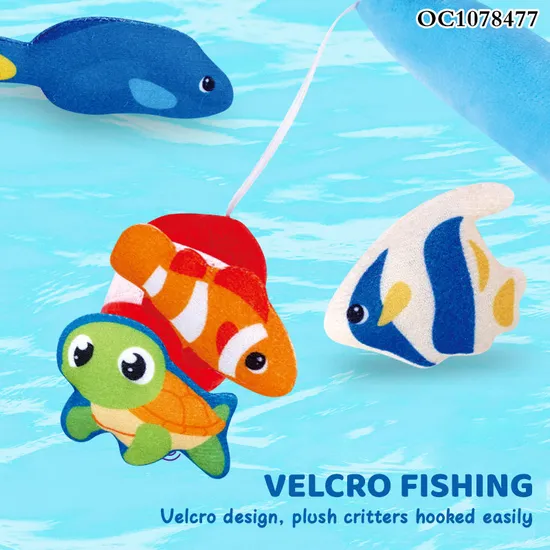 Wholesale Montessori Educational Sea Animal Plush Stuffed Cognitive Games Fishing Toys