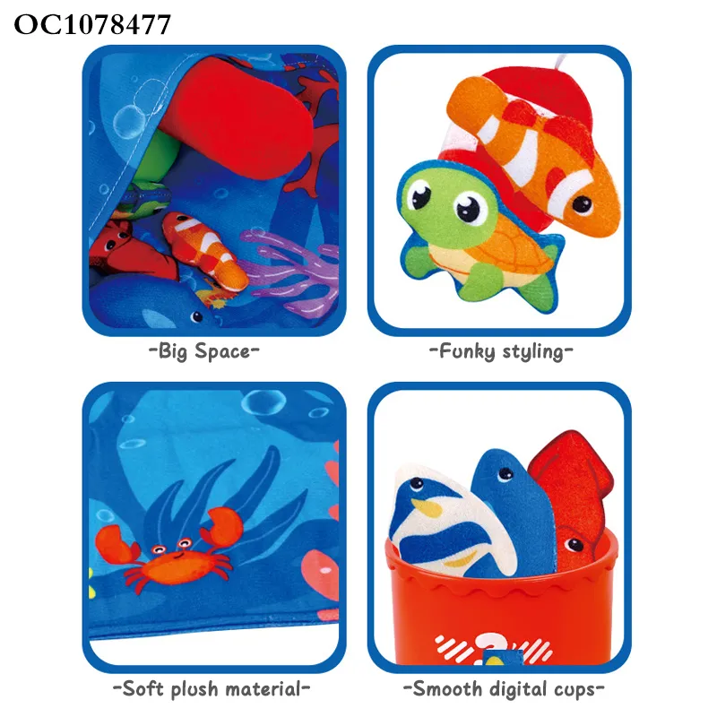 Wholesale Montessori Educational Sea Animal Plush Stuffed Cognitive Games Fishing Toys