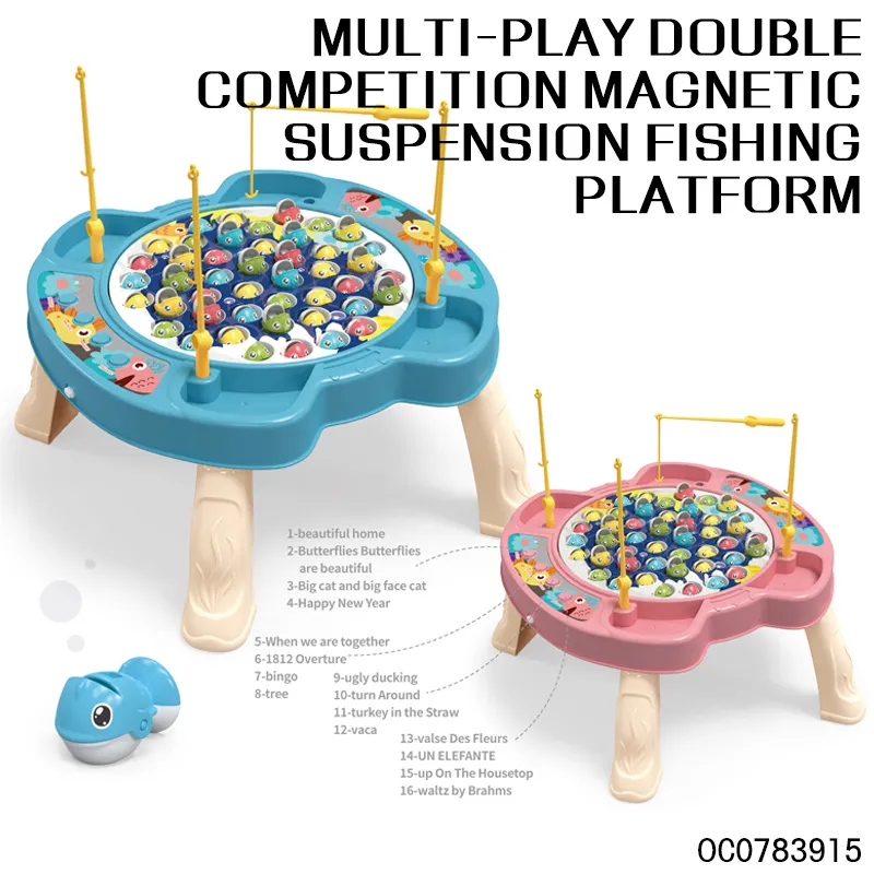 Wholesale Montessori Fishing 45PCS Plastic Moving Fish Game Table Toy for Kids with Music
