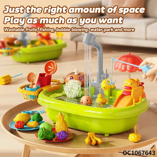 Wholesale 2in1 Pretend Play Washing Equipments Swimming Fish Water Play Table Bath Toys for Kid Hot Selling Summer