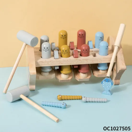 Wholesale 2in1 Wooden Montessori Educational Wooden Fishing Fish Game Board Toy