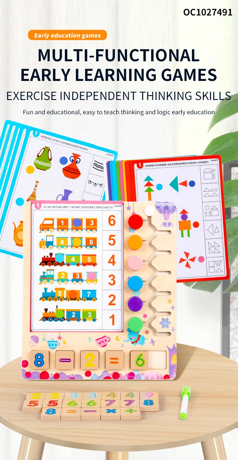 Montessori Wooden Jigsaw Puzzle Early Educational Board Animal Math Number Toy for Kids Cognition Matching &amp; Counting Puzzle