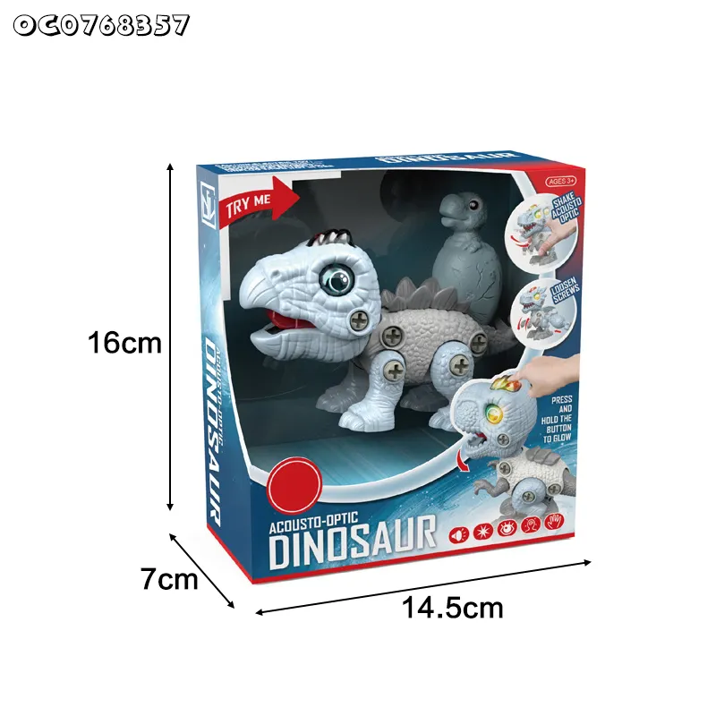 Other Role Playing Games and Preschool Development Plastic Stegosaur Small DIY Assemble Walking Dinosaur Toys with Light up Sound
