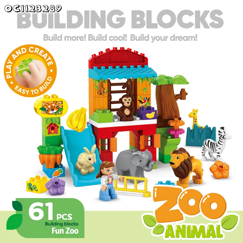 Wholesale Educational Montessori Popular DIY 61PCS Plastic Building Block Toy