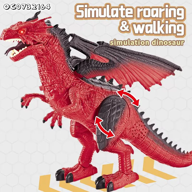 Interactive Realistic Walking Simulation Roaring Children Battery Operate Electric Dinosaur Robot Toy with Light up