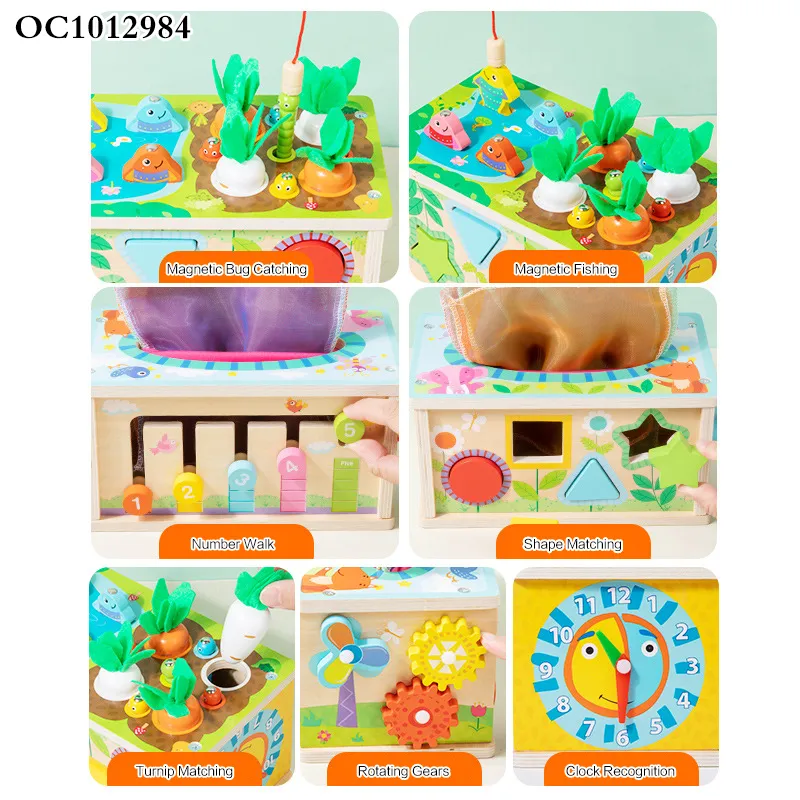Wholesale Montessori Plastic Educational Wooden Puzzle Activity Fishing Baby Box Toy