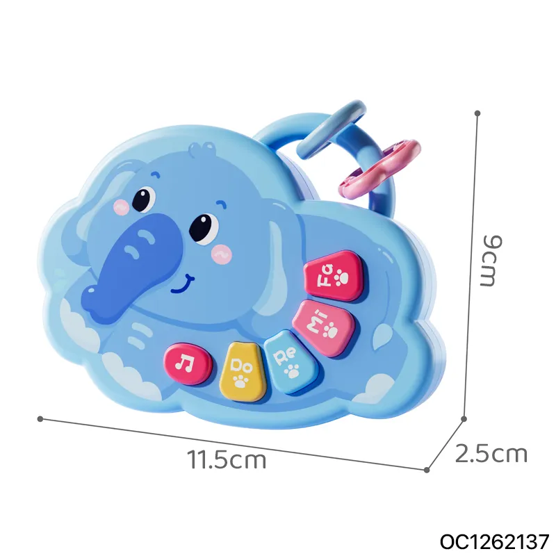 Mosensory Rattle Montesori Plastic Cartoon Animal Sound Electronic Girl Light up Elephant Music Piano Toys for Baby Sensory Play