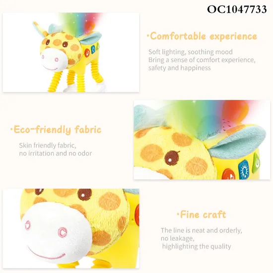 Wholesale Stuffed Sensory Sound & Light Night Giraffe Stuffed Animal Long Plush Toy for Baby