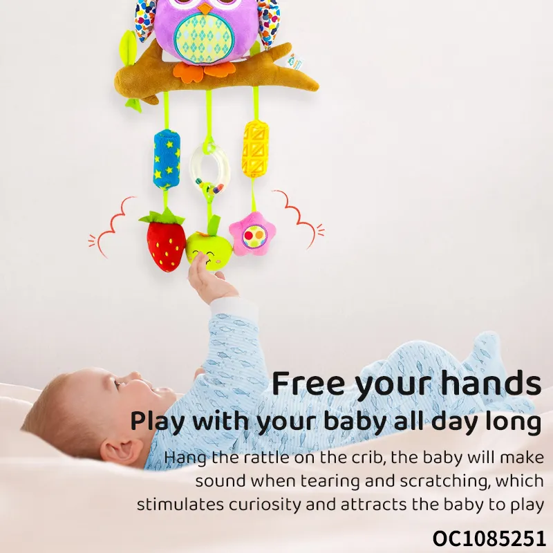 Wholesale Children Stuffed Anti-Stress Sensory Pull Animal Musical Plush Baby Sensory Owl Plush Toy