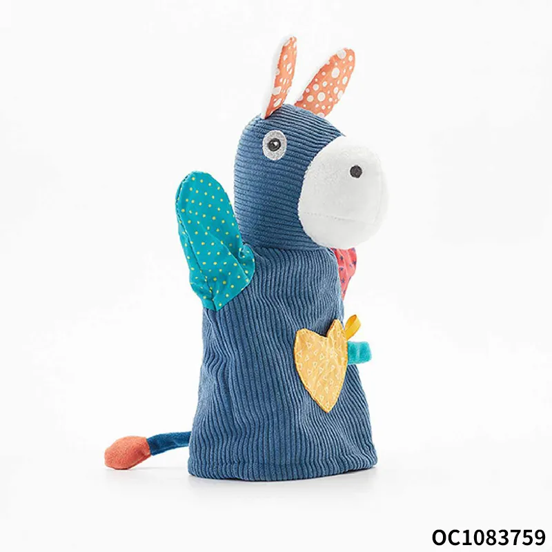 Wholesale Stuffed Montessori Sensory Baby Donkey Plush Hot Selling Hand Puppet Toy Doll