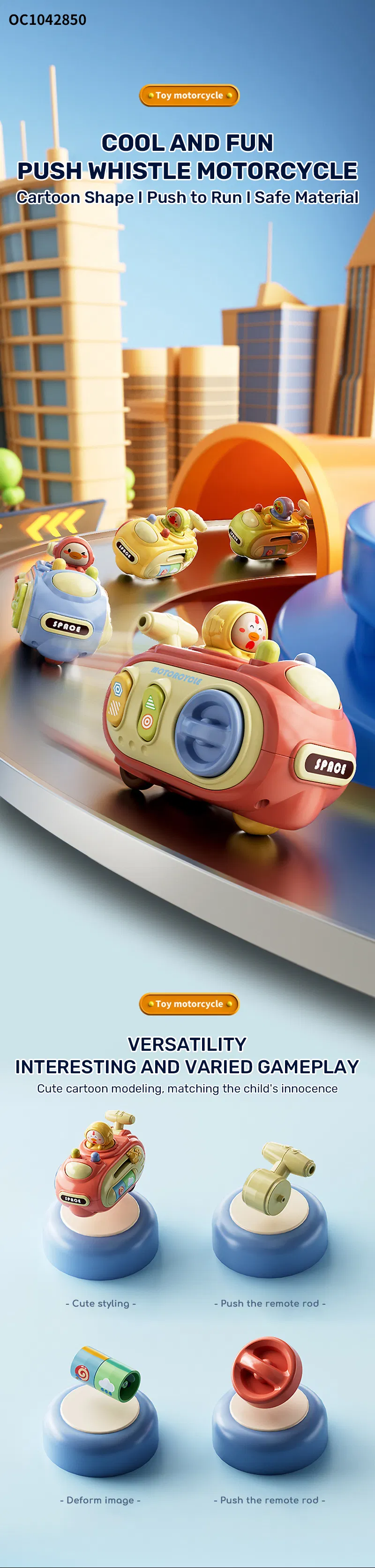 Wholesale Plastic Cute Child Mini Press and Go Cartoon Kids Mini Toy for Babies