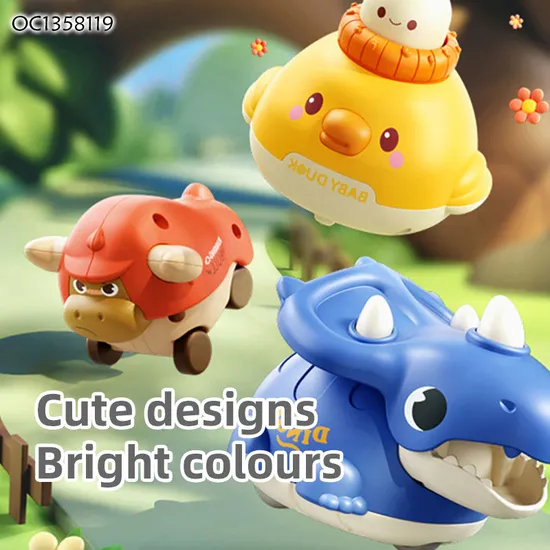 Wholesale Montessori Educational Hand Eye Coordination Felt Custom Press and Go Cute Animal Cars Toys
