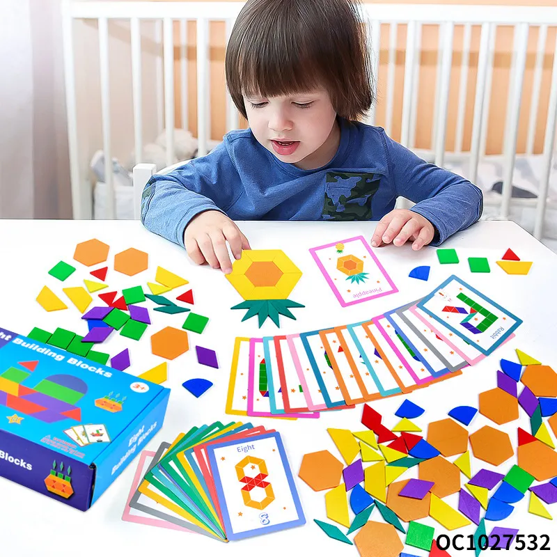 Wooden 3D Geometric Shape Jigsaw Puzzles Educational Gift Toys for Learning Intellectual Development and Creativity Matching Cards