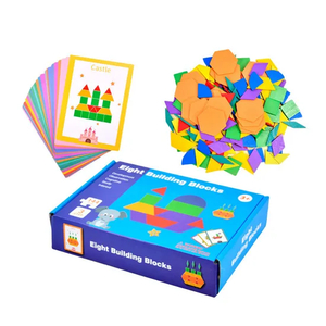 Wooden 3D Geometric Shape Jigsaw Puzzles Educational Gift Toys for Learning Intellectual Development and Creativity Matching Cards