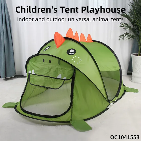 Wholesale Child Green Cartoon Dinosaur Design Kids Cute Pop up Play Foldable Children House Indoor Bedroom Toys Kids DIY Play Tent