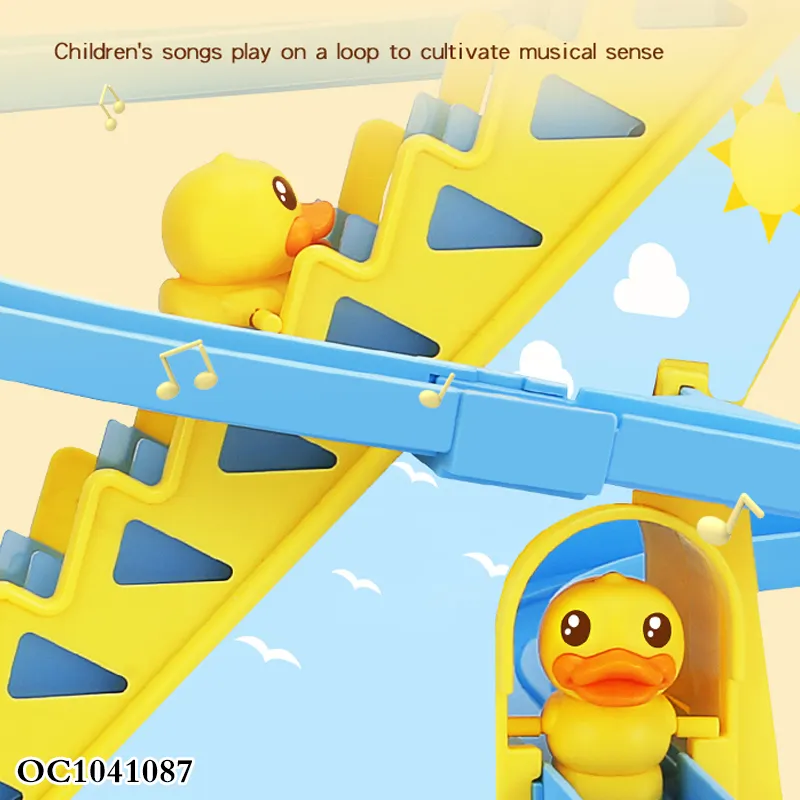 Hot Sell Little Yellow Duck Goes up The Stairs and Down The Slide Electric Duck Track Music Lights Children's Toys