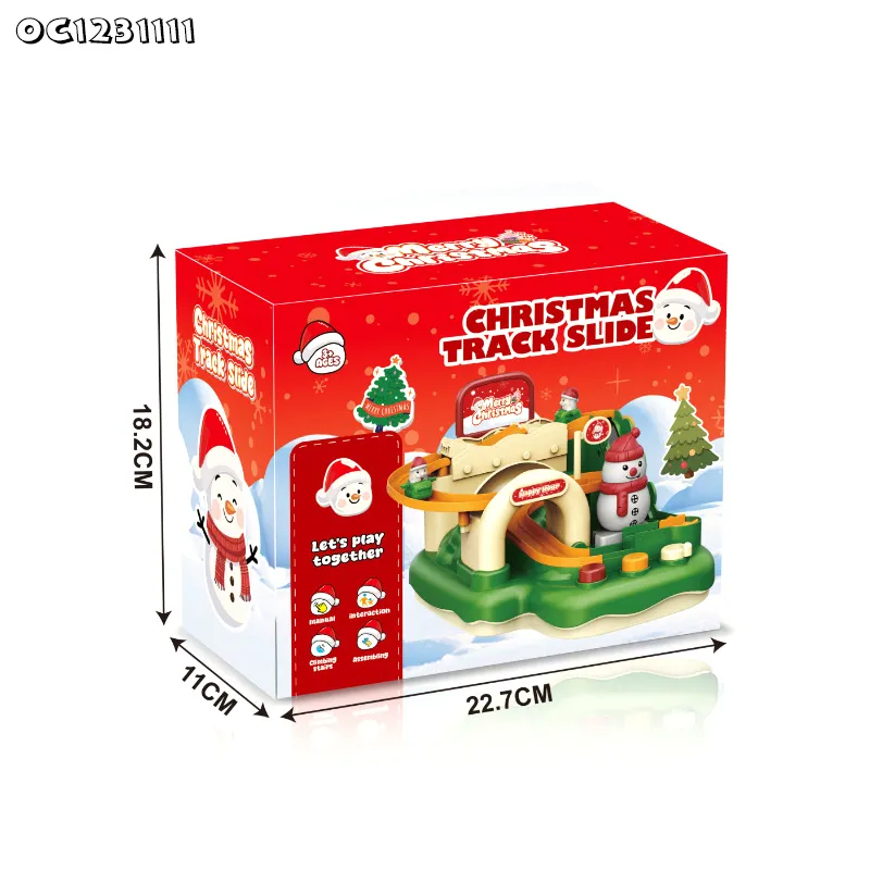 Christmas Theme Hand Powered Racing Track Slot Toy Car Race Track Game Set Toys for Kids