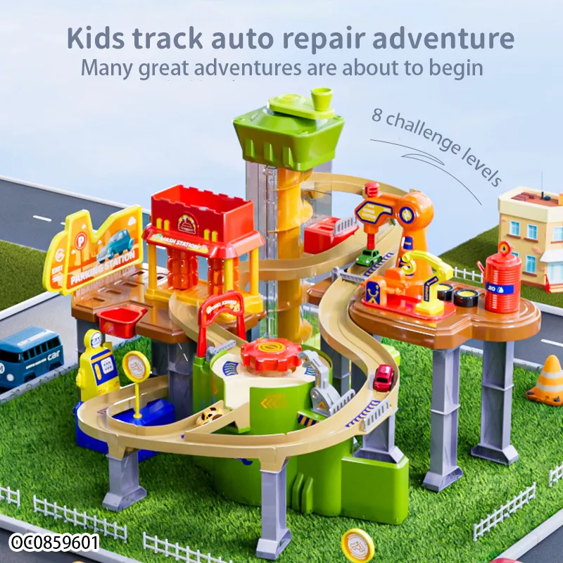 Assemble Electric Racing Car Adventure Slot Toy Track Gift Toys for Boys with Light