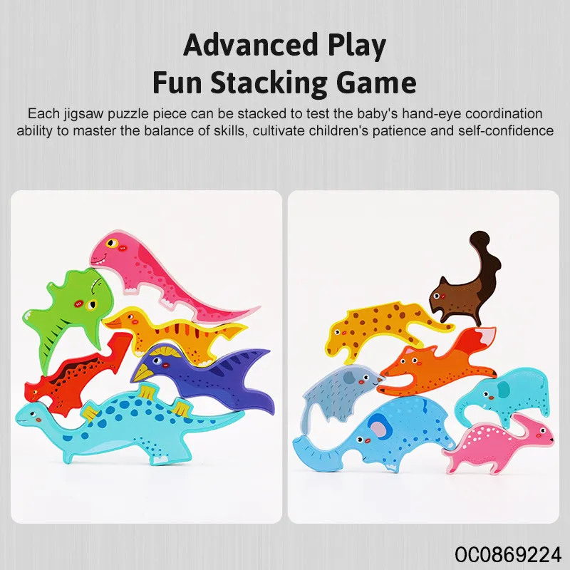 3D Wooden Animals Jigsaw Puzzle Toys Montessori Early Education Plastic Toy for Kids