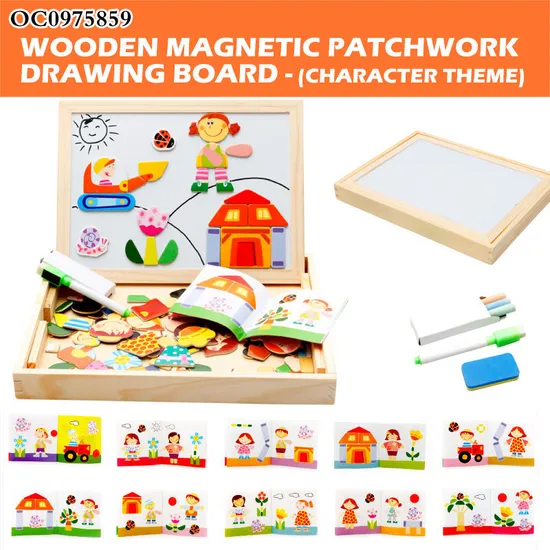 2in1 Drawing Black Board Wooden Toys Montessori Magnetic Jigsaw Puzzle Children's Intelligence Early Education Toy