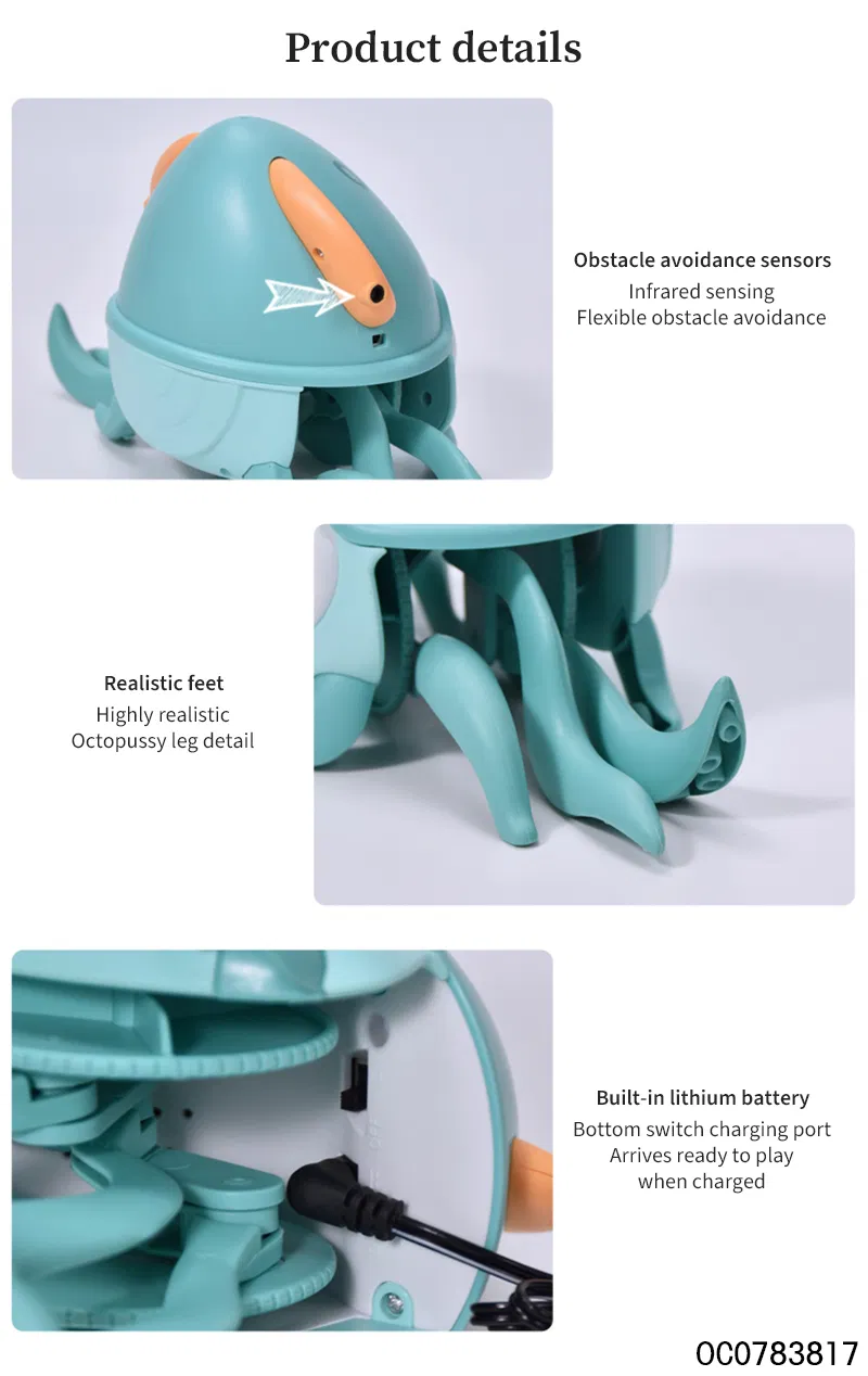 Wholesale Plastic Children Electric Musical Cute Sensing Crawling Crab Animal Baby Toys