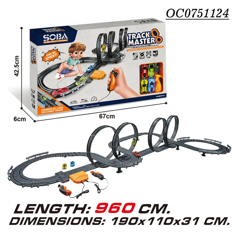 Cool B/O 1/64 Plastic Electric Powered Slot Car Race Track Toy for Children