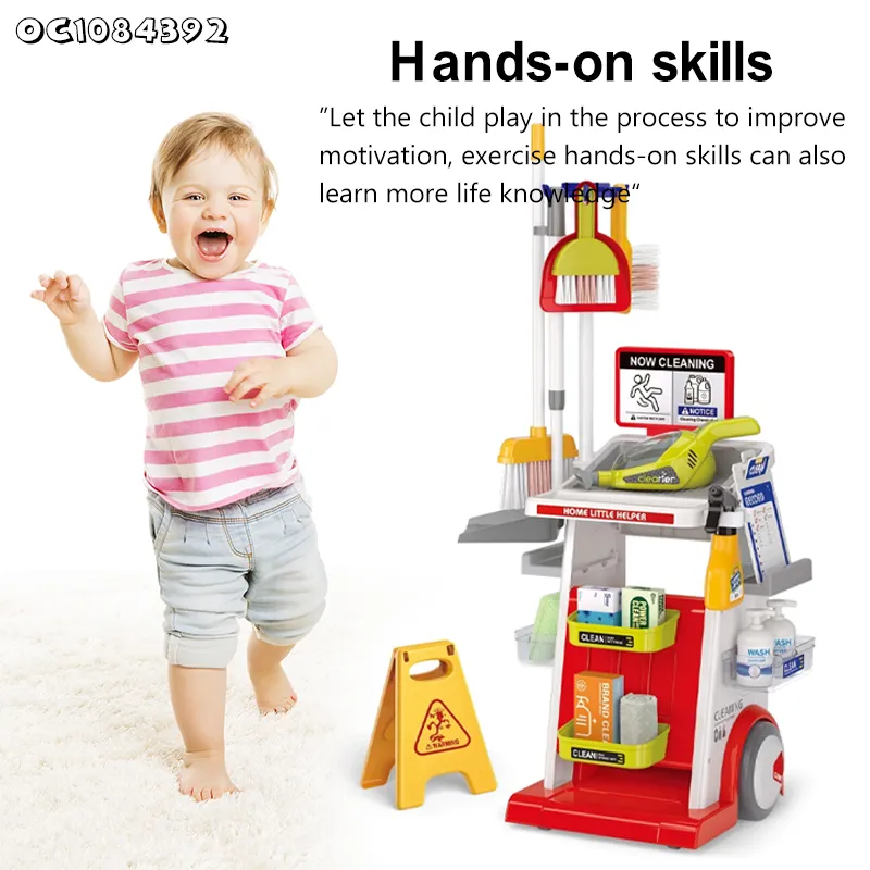Wholesale Children Montessori Girl Pretend Play Plastic Cleaning Kids House Play Cleaning Set