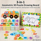 Cognitive Shape Number Block Learning Montessori Wooden High Quality Dinosaur Jigsaw Puzzle Animals Match Board Toy with Drawing Toy