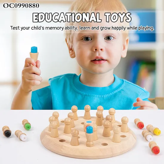 High Quality Interactive Children Educational Custom Montessori Color Wooden Chess Board Game Toy for Kids