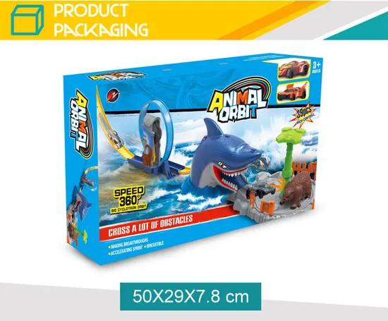 Children's Electric Plastic Shark Slot Car Race 360 Degree Curved Track Orbit Toy