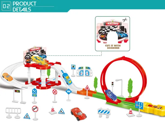 Kids Slot Pipeline Ejection 360 Degree Loop Electric Racing DIY Car Track Toy