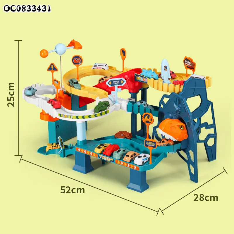 Assembled Scene Electric Powered Slot Car Racing Track Toy with Mini Car