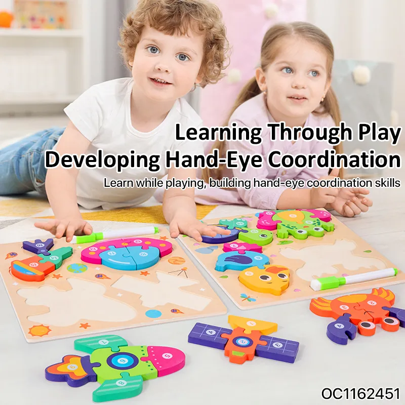 Early Learning Resources New Educational Toys Baby Drawing and Wooden Traffic Jigsaw Puzzle Frame Assembled Games Toy for Kids