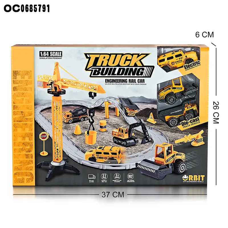 Mini Construction Dump Truck Race Diecast Car Track Toy Rail Car with Track Toy for Boys