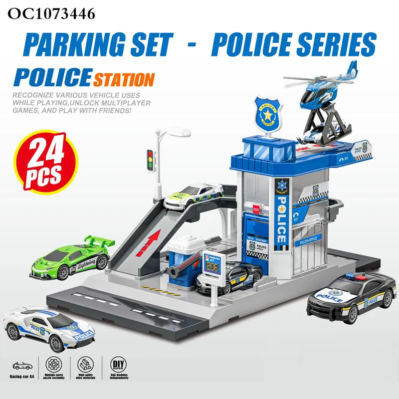 Kids Boys Gift Items Railway Racing Play Car Tracking Game Parking Lot Station Toys with Plane and Alloy Car