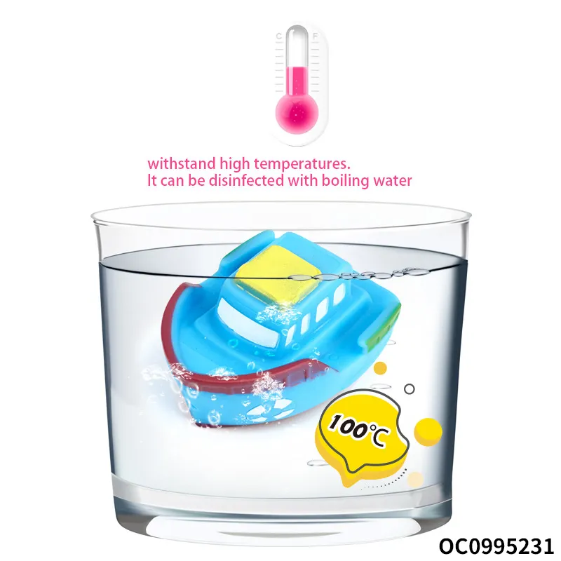 Wholesale Baby Shower Montessori Hot Silicone Animal and Floating Boats Water Spray Rubber Bath Toy