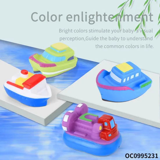 Wholesale Baby Shower Montessori Hot Silicone Animal and Floating Boats Water Spray Rubber Bath Toy
