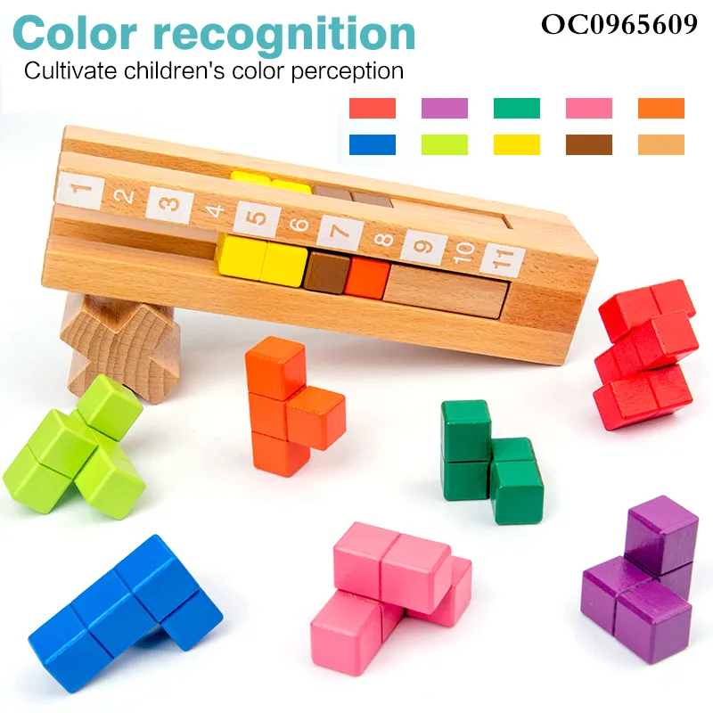 Wooden Building Blocks Stacked Toy Tower Games Wooden Tower Blocks for Child Brain Development