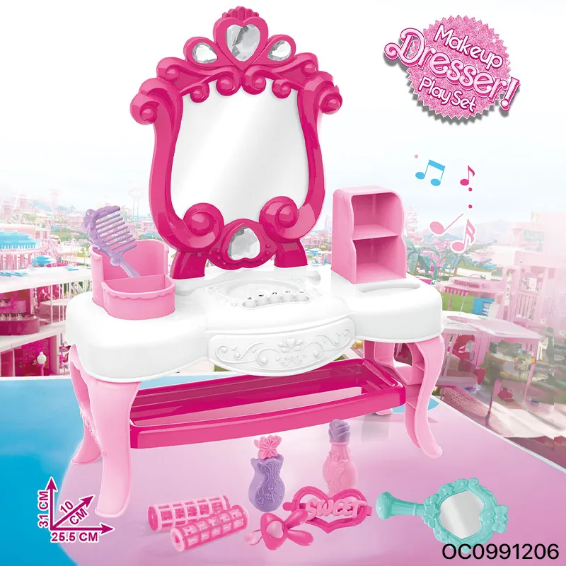 Wholesale Girls Cheap Toy Pretend Beauty Salon Make up Play Set Mirror Dressing Table Fashion Toys for Kids Beauty Products