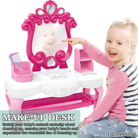 Wholesale Girls Cheap Toy Pretend Beauty Salon Make up Play Set Mirror Dressing Table Fashion Toys for Kids Beauty Products