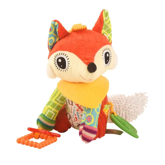 Baby Soothing Rattle Sensory Toy Stuffed Animal Toys Plush Bulk Fox with Big Eyes for Newborn