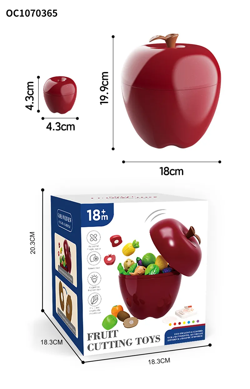 Color Sorting Set Funny Plastic Cutting Food kitchen Set for Kids Pretend Play Fruits and Vegetables Cut Educational Toys
