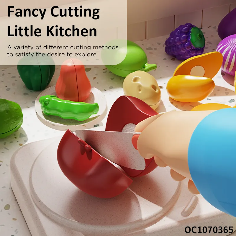 Color Sorting Set Funny Plastic Cutting Food kitchen Set for Kids Pretend Play Fruits and Vegetables Cut Educational Toys