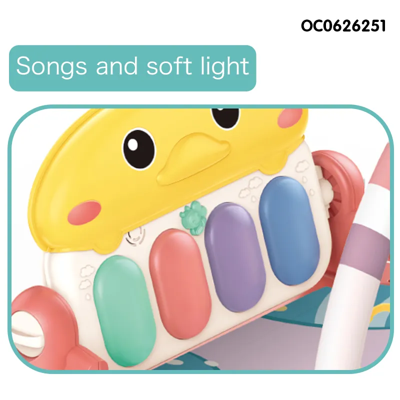Hot Selling Foldable Safe Musical Kick and Play Piano Kids Wholesale Play Gym Mat for Baby with Hanging Rattles
