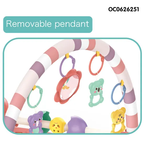 Hot Selling Foldable Safe Musical Kick and Play Piano Kids Wholesale Play Gym Mat for Baby with Hanging Rattles