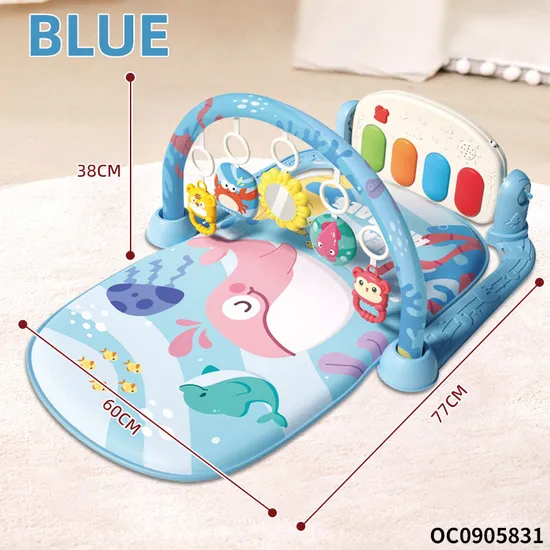 Hot Selling Foldable Musiscal Baby Pedal Piano Fitness Music Play Mat with Hanging Rattles