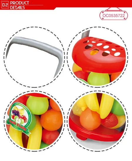 22 Pieces Kitchen Cutting Vegetables Plastic Fruit Food Toy with Cart